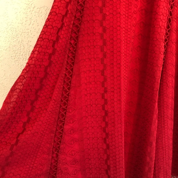 Free People Wherever You Go Red Eyelet Mini Dress - Picture 9 of 14